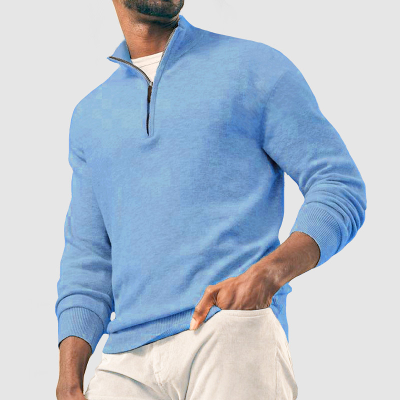 Men's Casual Basic Zipper Pullover Cashmere Sweater ( NEW )-tidenox