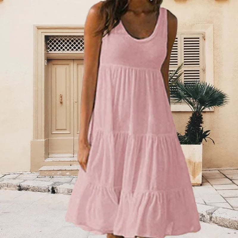 🔥Sleeveless Crewneck Panel Dress-tidenox