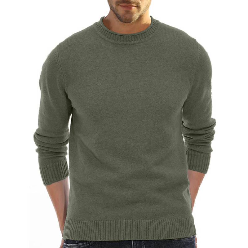 Men's Long Sleeve Crew Neck Sweater Soft Casual Sweater Men's Classic Sweater-tidenox