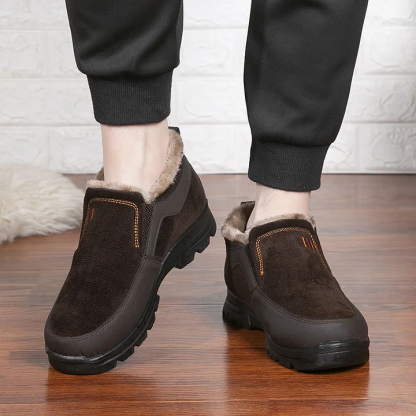 Men's Winter Fleece Waterproof Warm Non-Slip Orthopedic Shoes Snow Ankle Boots (Medical Certification)-tidenox