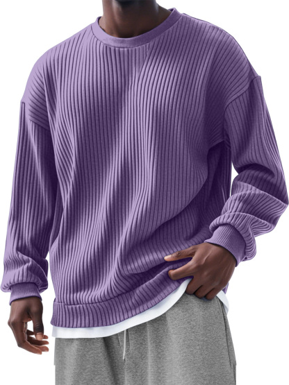 Men's Casual Solid Color Pit Long Sleeve T-Shirt-tidenox