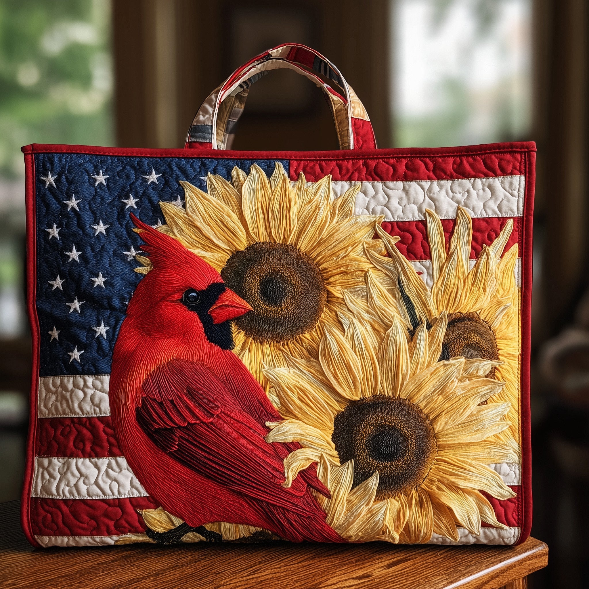 Patriot Cardinal Quilted Tote Bag GFTONT1831-tidenox