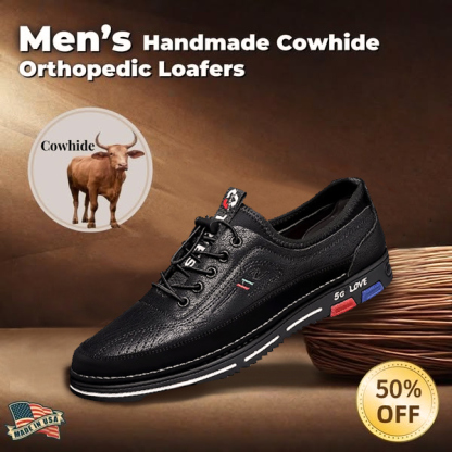 Men's Cowhide Leather Casual Comfort Loafers-tidenox