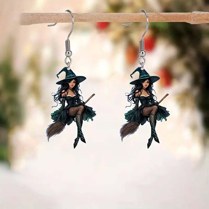 🧙‍♀️✨ Witch on Broom Earrings-tidenox