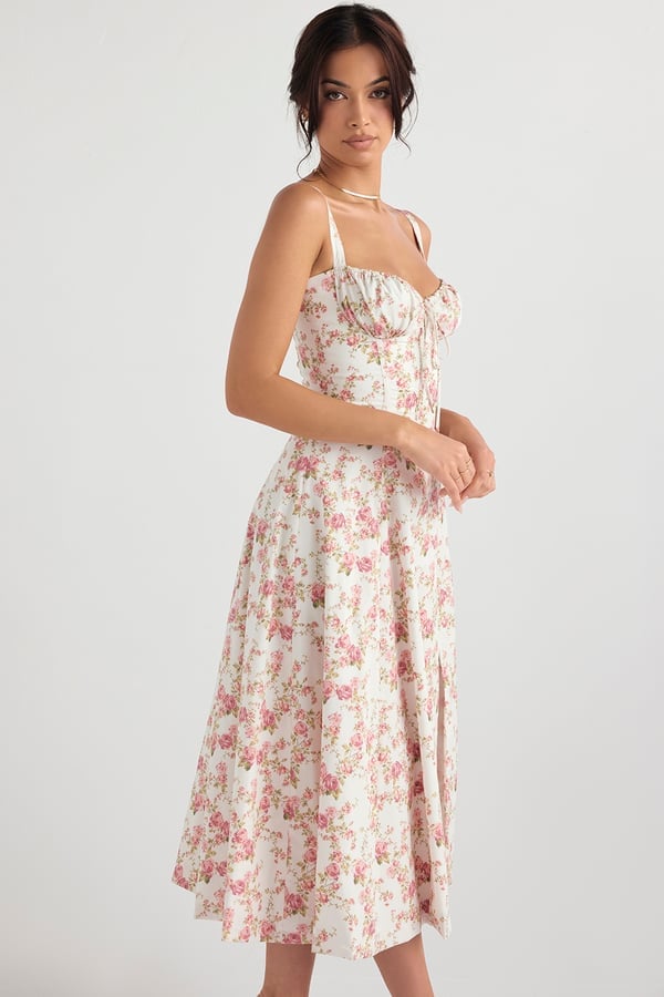 PRINT BUSTIER SUNDRESS-tidenox