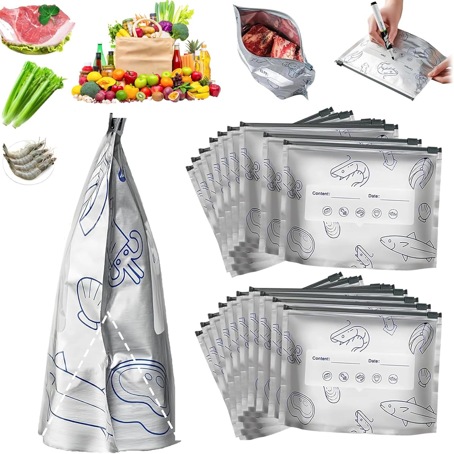 ✨ Reusable Aluminum Foil Sealable Food Storage Bags | Lock in Freshness, Prevent Leaks & Organize Your Kitchen ♻️🔒-tidenox