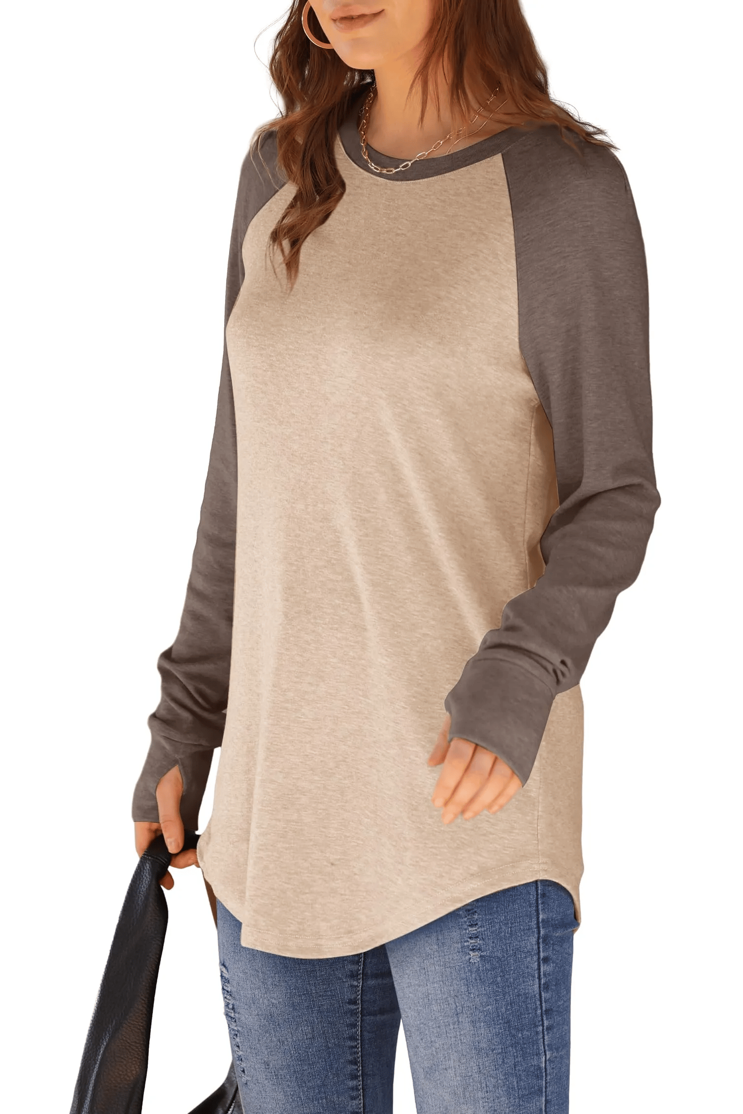 ✨Womens Long Sleeve Thumb Hole Shirts Tunic Tops to Wear with Leggings-tidenox