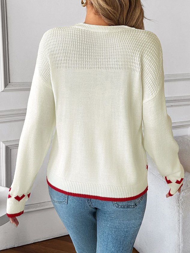 Knitted Casual Crew Neck Sweater-tidenox