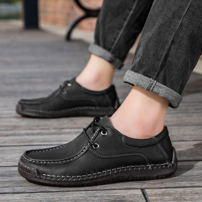 ORNGMALL New Spring Formal Shoes for Men Luxury Brand Men Shoes Fashion Casual Shoes Lace-Up Men Leather Shoes Leather Flat Shoes Big Size 38-48