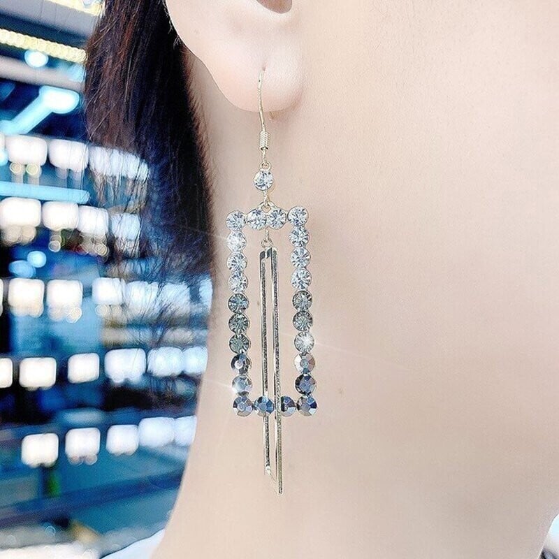 Shiny Geometric Square Earrings-tidenox