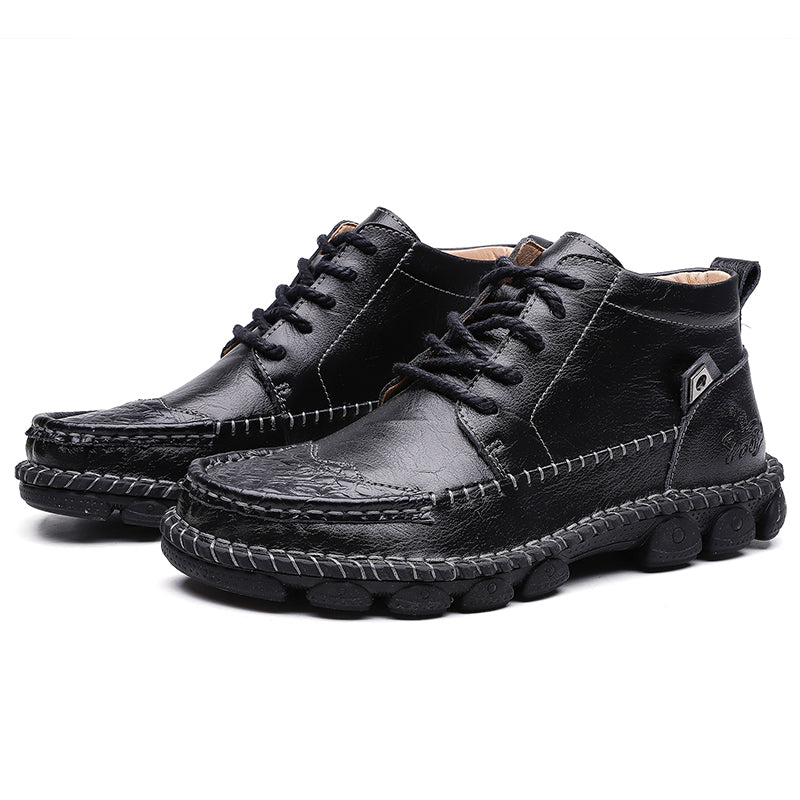 Men's Handcrafted Cowhide Leather Orthopedic Waterproof Ankle Boots-tidenox