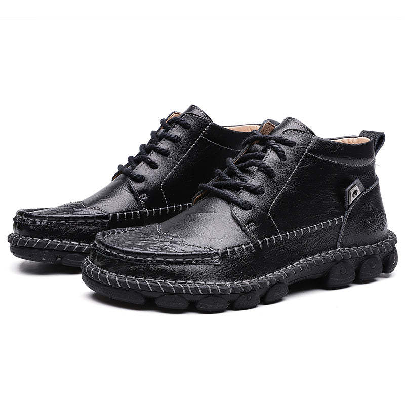 Men's Handcrafted Cowhide Leather Orthopedic Waterproof Ankle Boots-tidenox