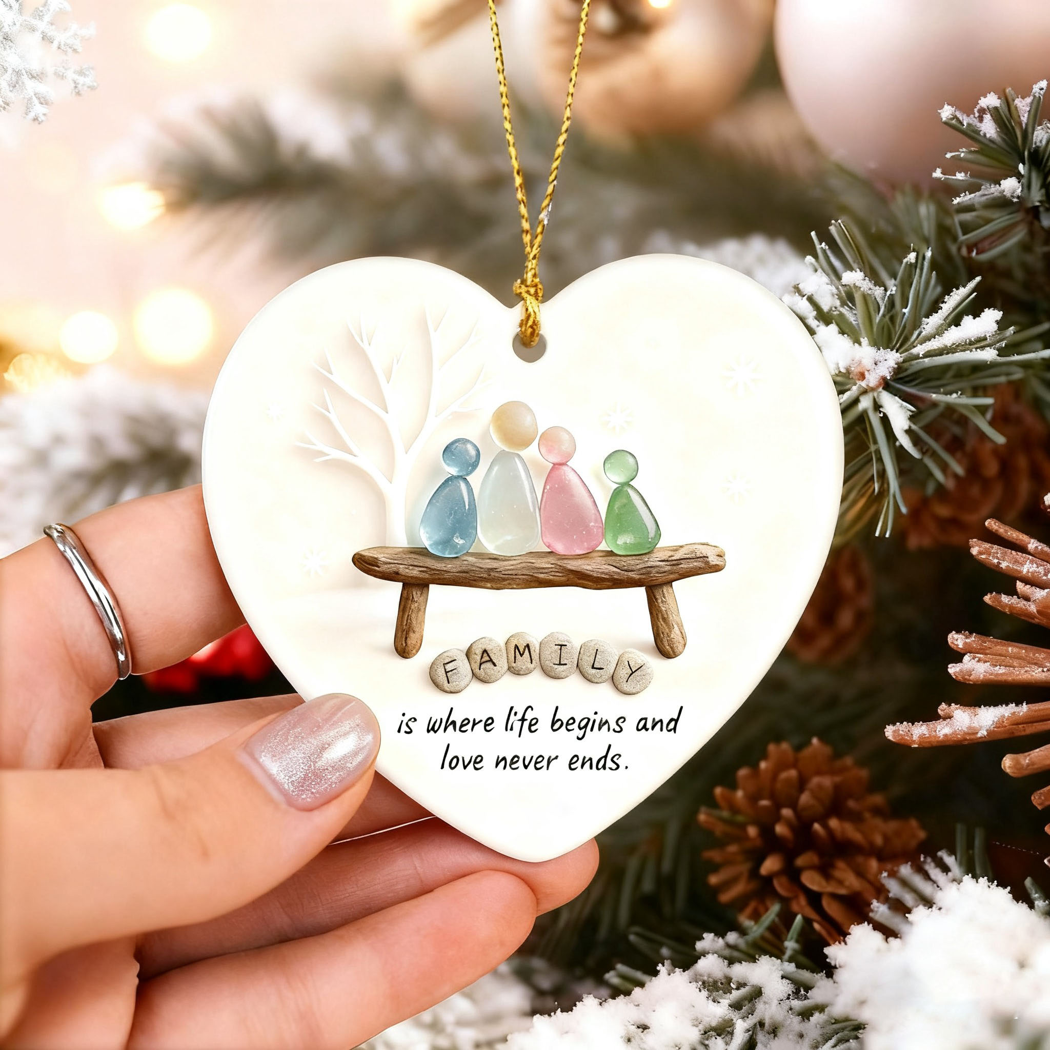 Heart Sea Glass Family Ornament-tidenox