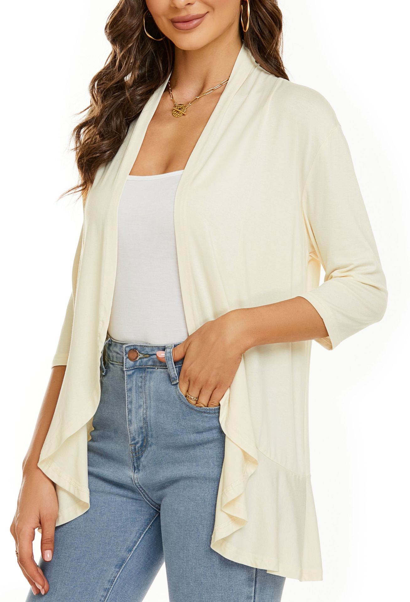 Casual Lightweight Open Front Cardigans-tidenox
