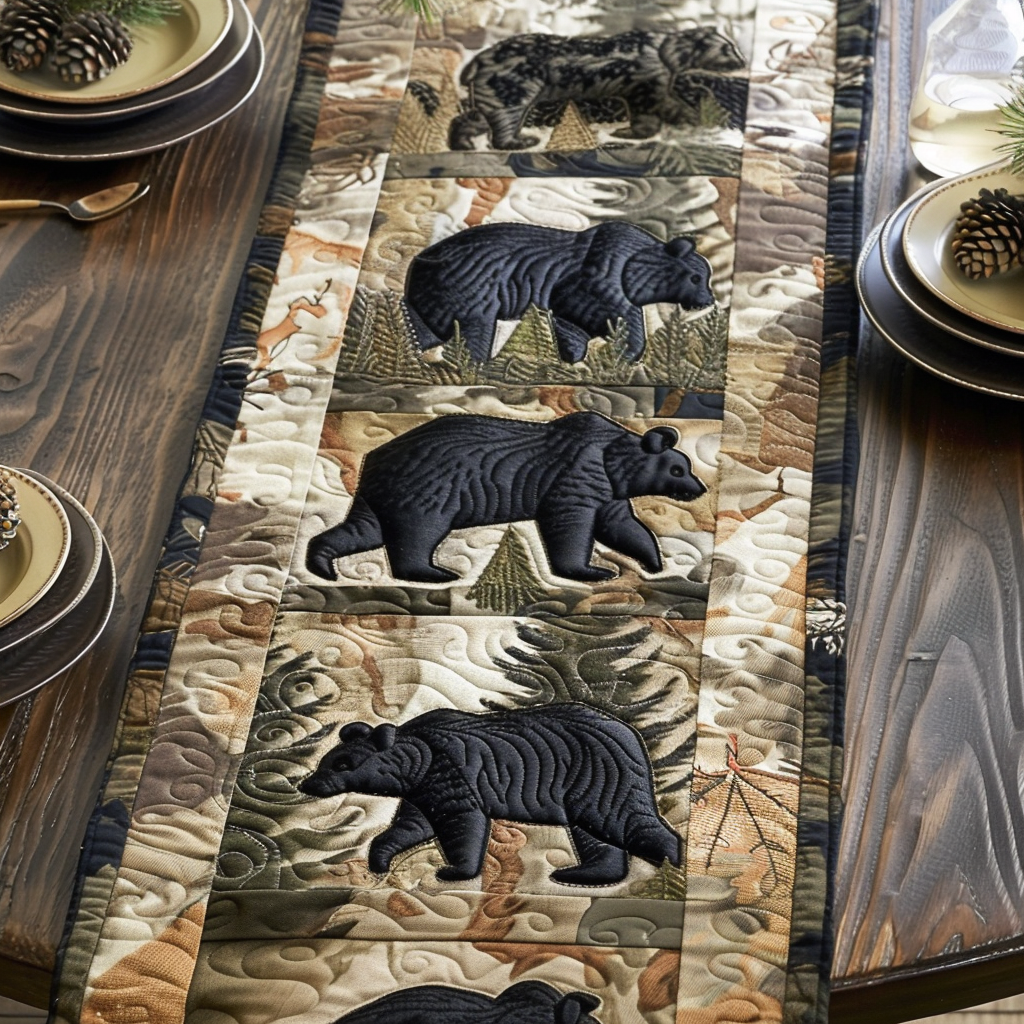 Black Bear Quilted Table Runner NCU0VT140-tidenox
