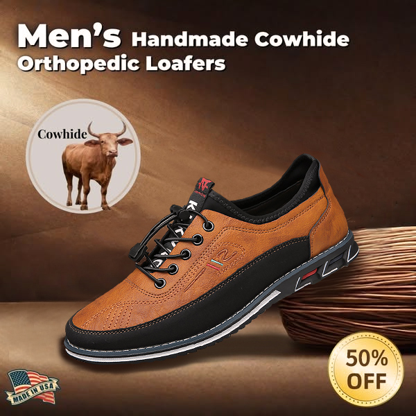 Men's Cowhide Leather Casual Comfort Loafers-tidenox
