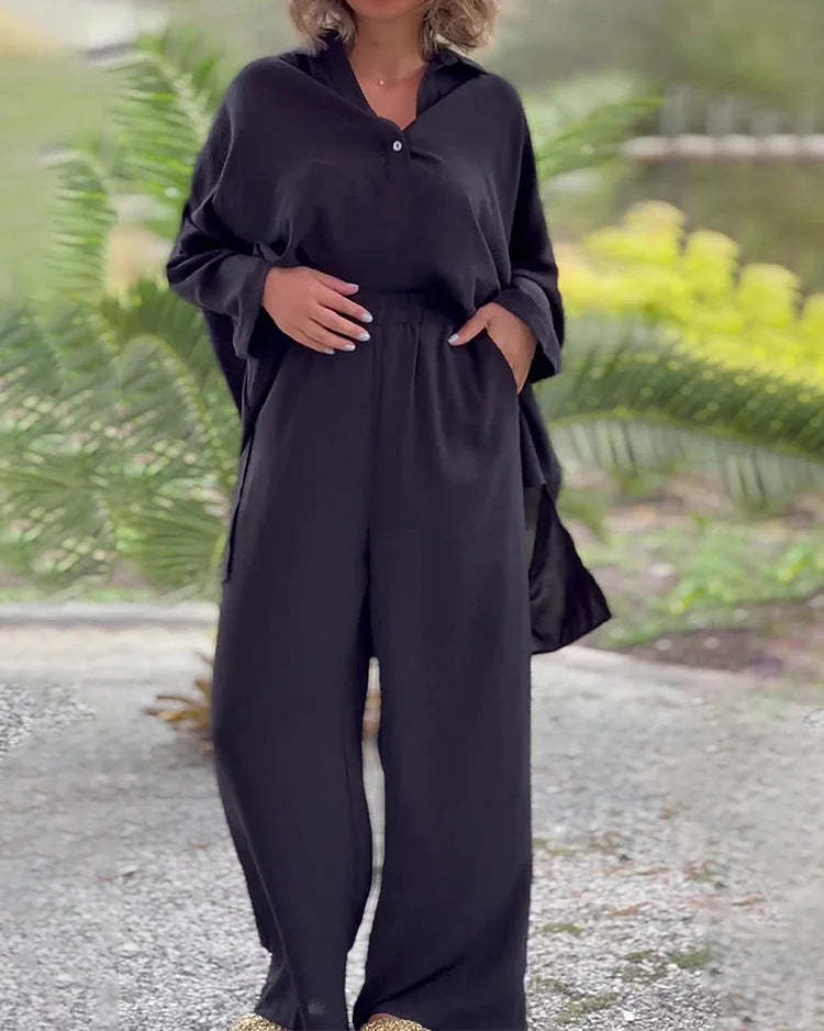 linen long sleeve set-tidenox