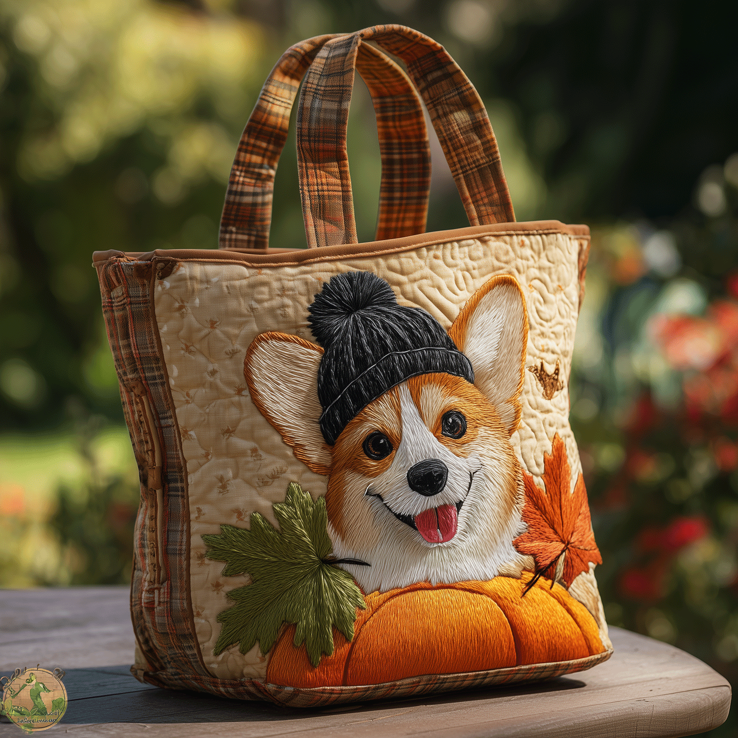 Autumn Corgi Quilted Tote Bag NCU0TH2768-tidenox