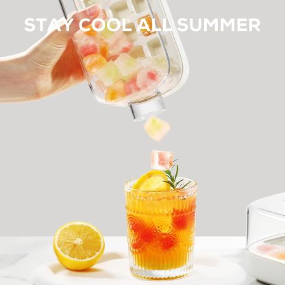 2 IN 1 Ice Cube Water Bottle,Simple Press-Type Ice Cube Water Bottle-Convenient Straw Included-tidenox