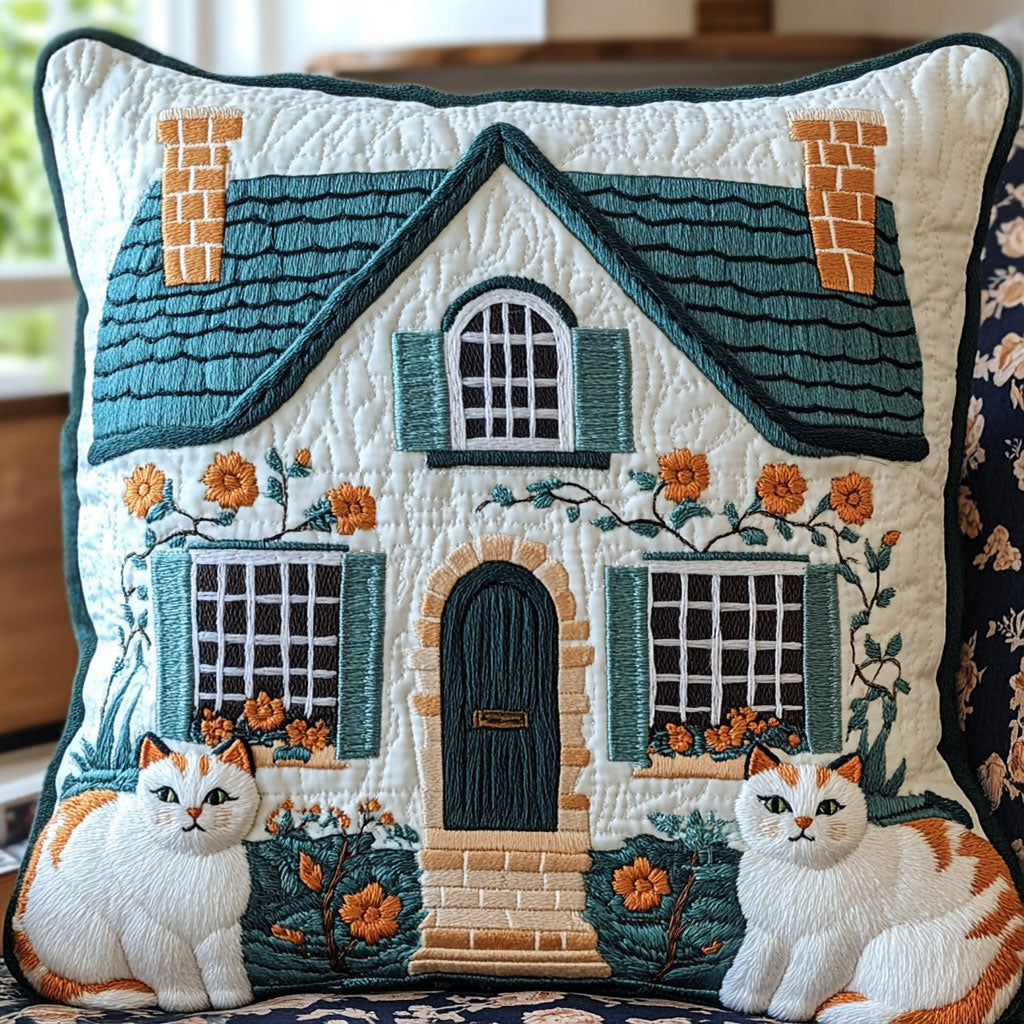 Cozy Cottage Cat WJ1802032CL Quilt Pillow Case-tidenox