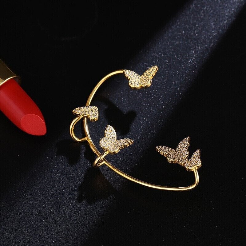 Zircon Butterfly Earrings-tidenox