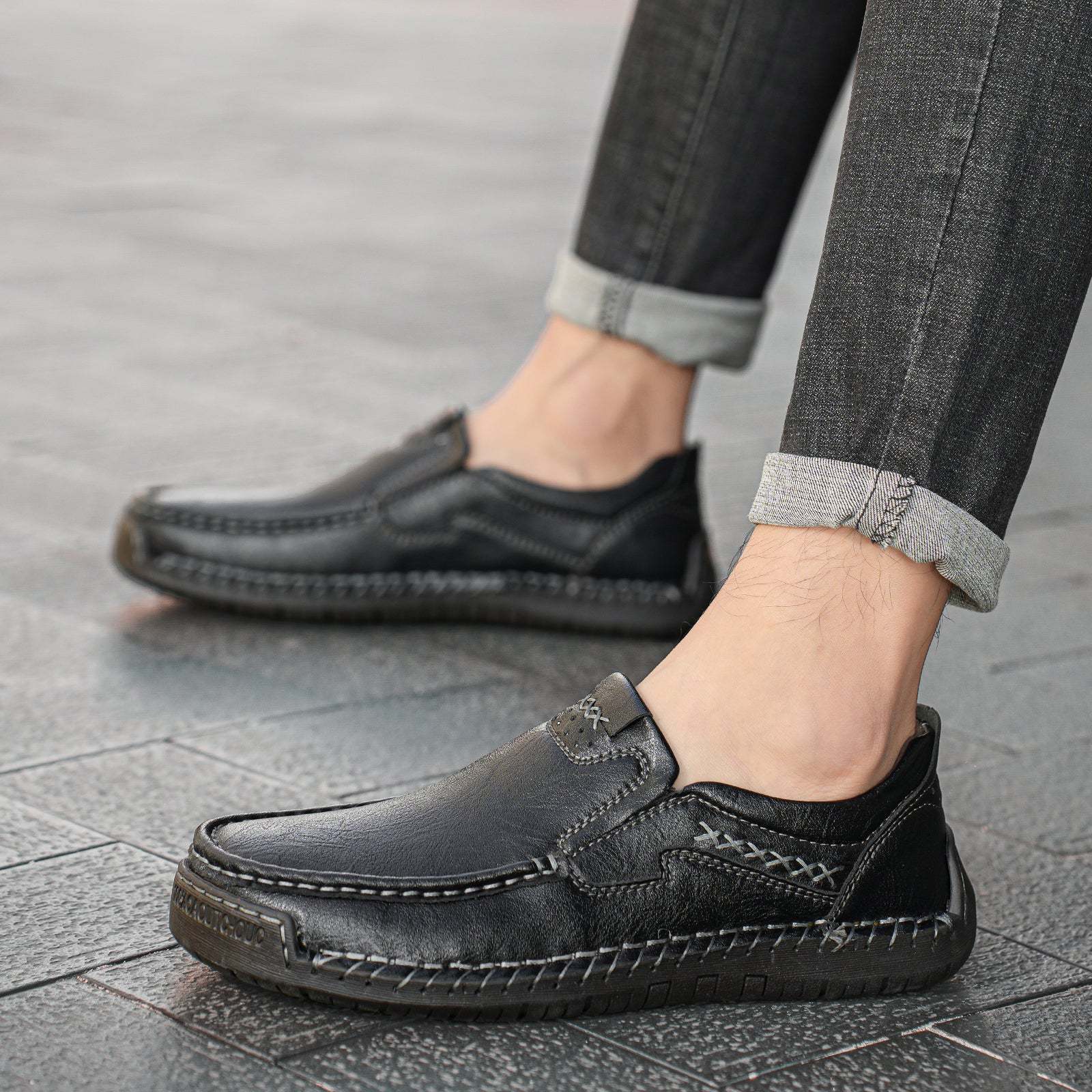 Last Day 60% OFF🔥⏱️Christmas Promotion⏱️🔥Men's genuine calfskin leather Slip-On Loafers-tidenox