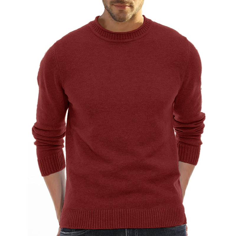 Men's Long Sleeve Crew Neck Sweater Soft Casual Sweater Men's Classic Sweater-tidenox