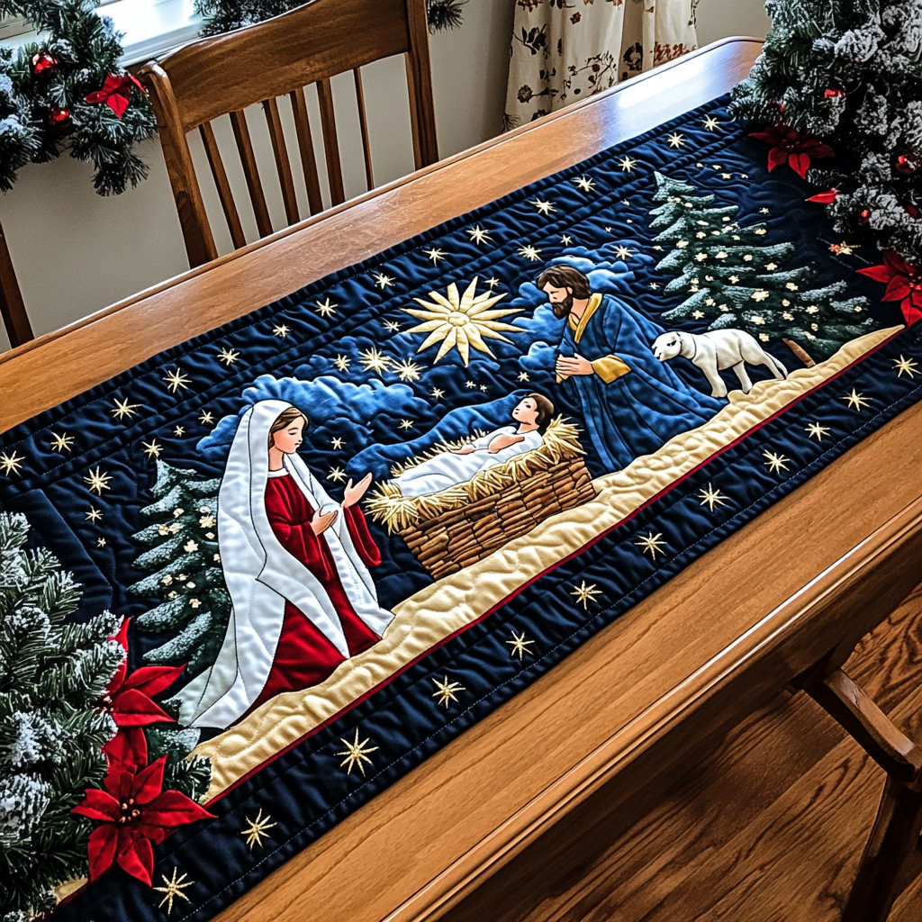 Nativity Quilted Table Runner NCU0VT314-tidenox