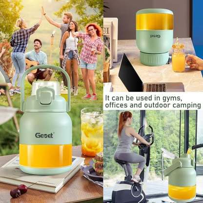 BPA-Free Electric Citrus Juicer 17 oz, Straw, Two Lids, Portable Blender for Smoothies, Shakes, Food Prep & Frozen Blending - Outdoorfun