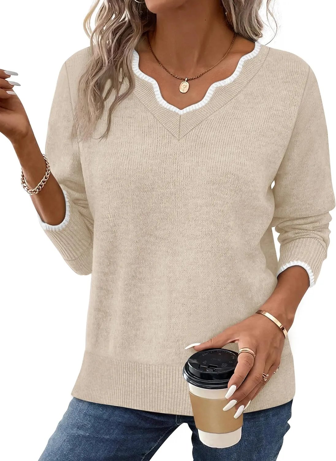 ✨Womens Cozy Lightweight V Neck Sweaters Pullover(BUY 2 FREE SHIPPING)-tidenox