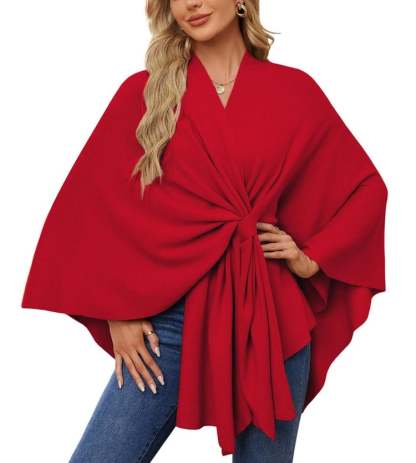 Elegant Shawl Wraps Soft Open Front Poncho Sweater-tidenox