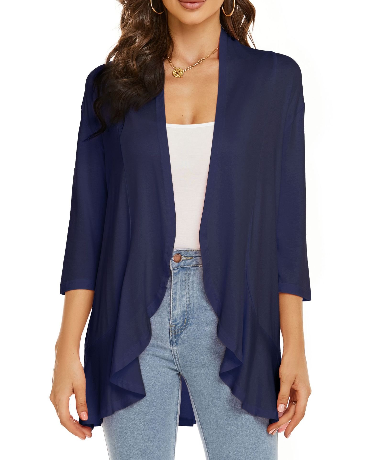 Casual Lightweight Open Front Cardigans-tidenox