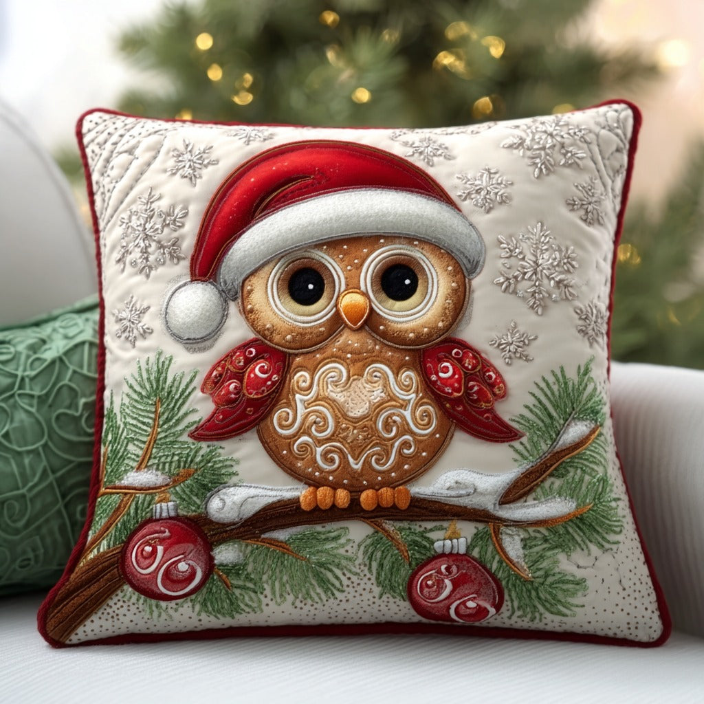 Snowy Gingerbread Owl XR0111006CL Quilt Pillow Case-tidenox