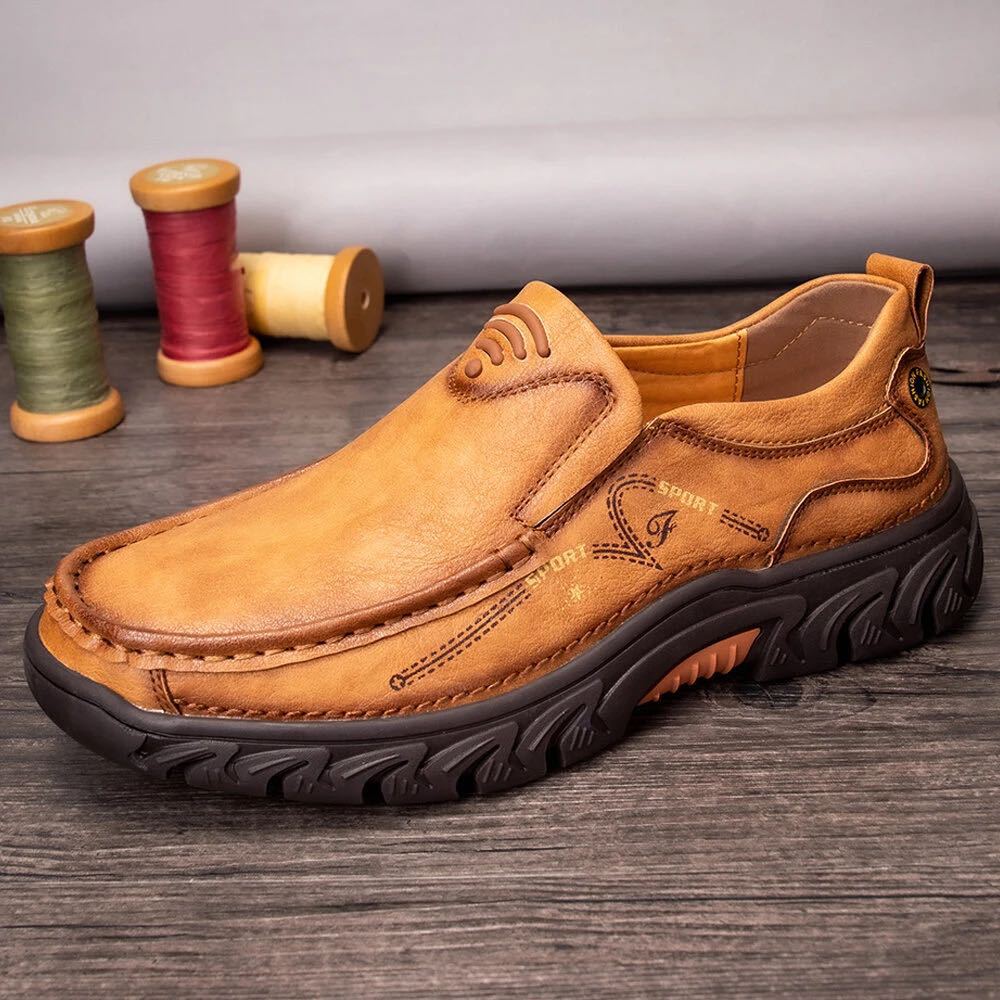 Men's handmade genuine leather orthopedic loafers-tidenox