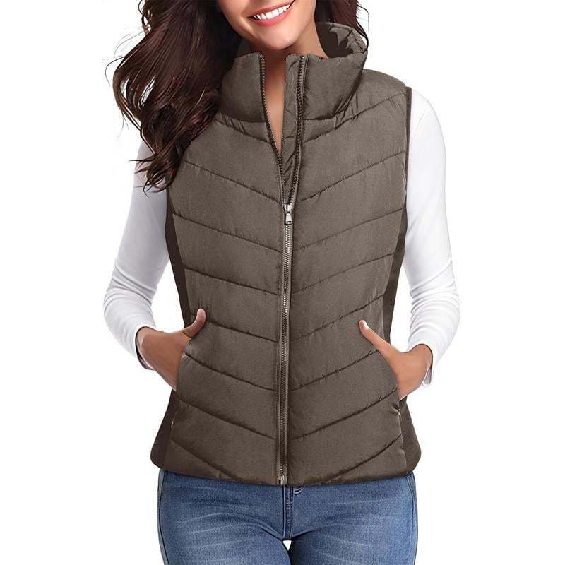 ✨️Cozy Without Bulk: Puffer Vest Women Sleeveless Zip Up Outerwear-tidenox