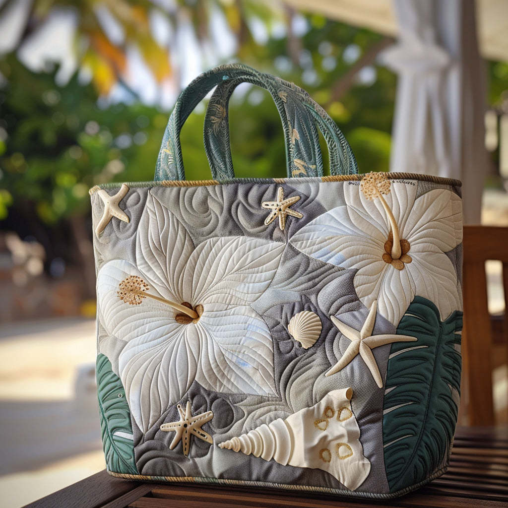 Hibiscus Haze Quilted Tote Bag NCU0DV7176-tidenox