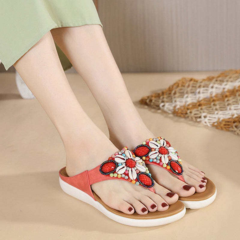 Women's Retro Non-slip Open Toe Flip Flops - SIKETU-tidenox