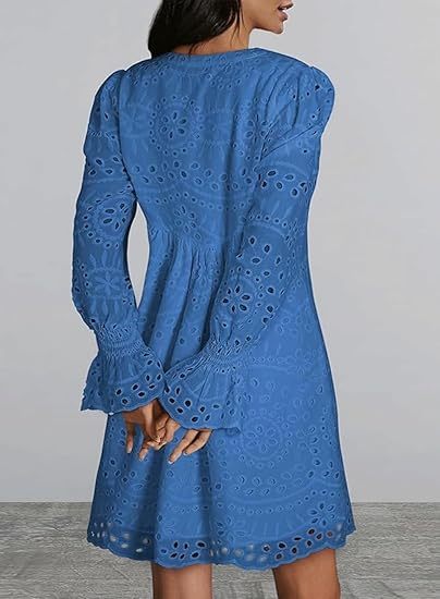 2025 New Arrival- Casual Eyelet Lace Dress for Women-tidenox