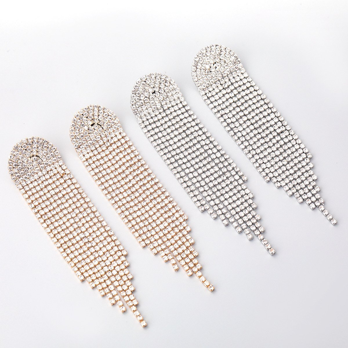 Super Sparkling Rhinestone Long Fringe Earrings-tidenox