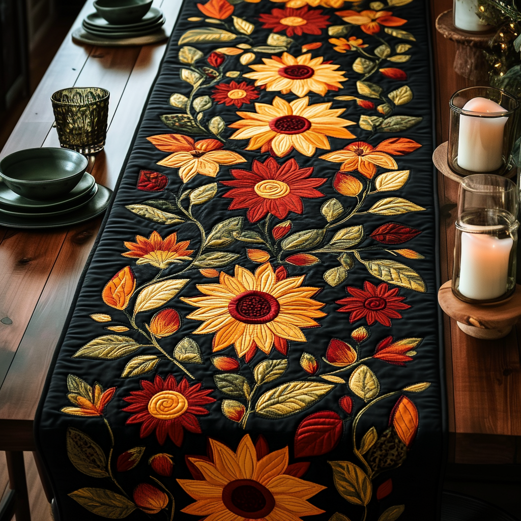 Autumn Sunflower Quilted Table Runner NCU0DV507-tidenox