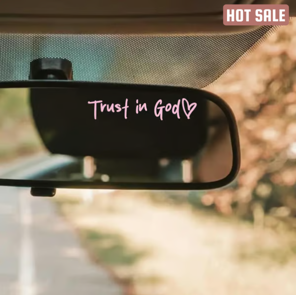 2pcs Trust in God Car Rearview Mirror Sticker, Car Rearview Mirror Decal, Inspirational Vinyl Sticker, Ideal Christian Gift