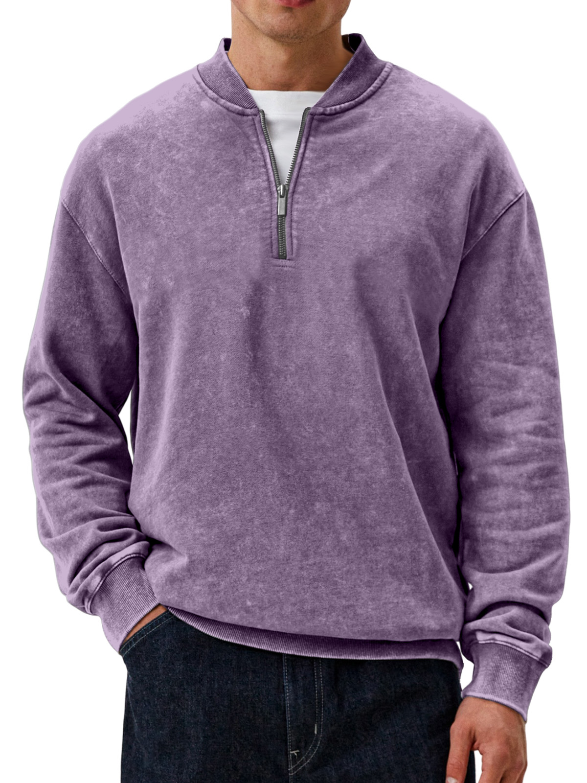 Men's Casual Retro Baseball Collar Zipper Long-sleeved Sweatshirt-tidenox