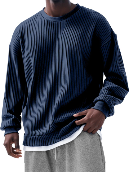 Men's Casual Solid Color Pit Long Sleeve T-Shirt-tidenox