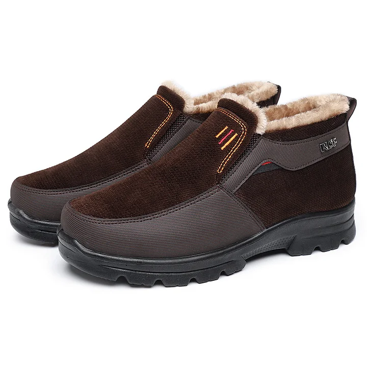 Men's Winter Fleece Waterproof Warm Non-Slip Orthopedic Shoes Snow Ankle Boots (Medical Certification)-tidenox