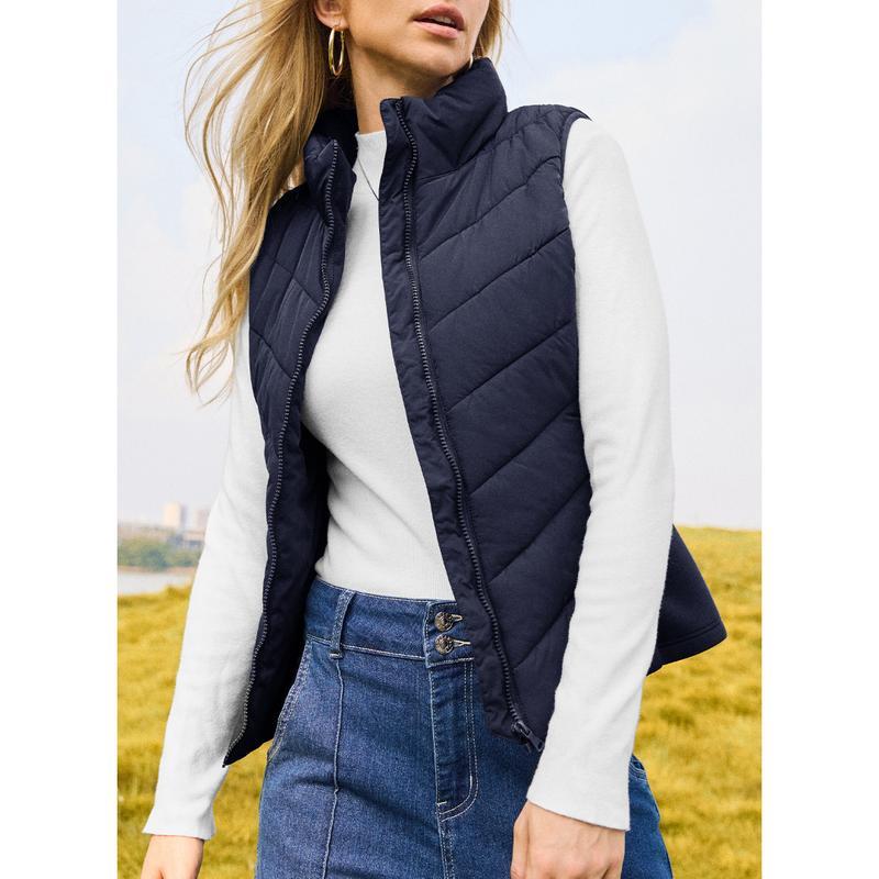 ✨️Cozy Without Bulk: Puffer Vest Women Sleeveless Zip Up Outerwear-tidenox