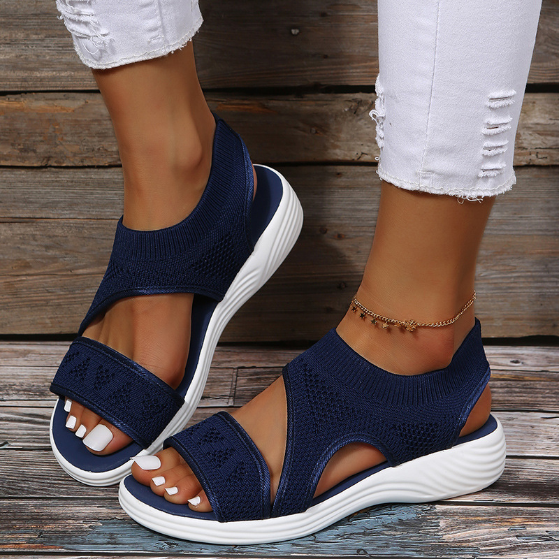 Summer New Casual Shoes Hollow Peep Toe Mesh Platform Sandals-tidenox
