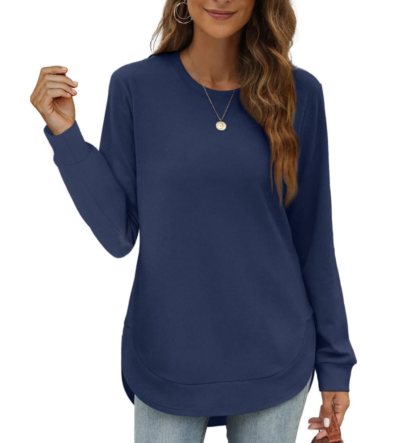 ⏰Hot Sale-Women's Sweatshirt Crewneck Curved Hem-tidenox