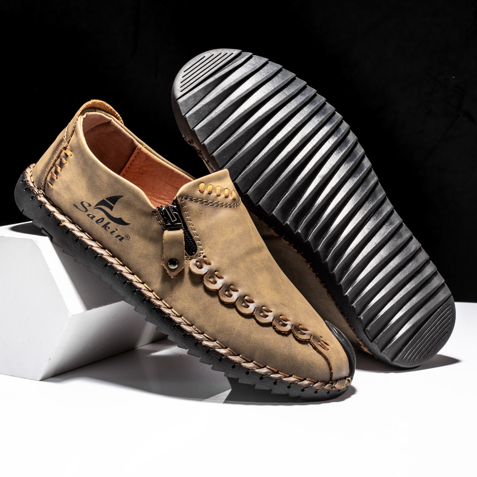 ⏰Limited Time Sale 70% OFF-Mens - Premium Leather Casual Driving Shoes-Waterproof,Wide Toe, Arch Support, Pressure Relief, Non-Slip Sole for Casual, Travel & Outdoor-tidenox