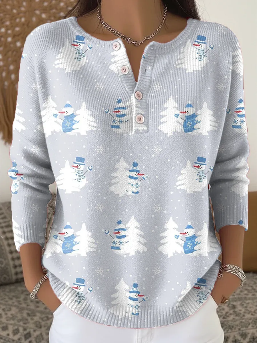 [Copy]Women's Christmas Tree Art Print Buttoned Cardigan Sweater