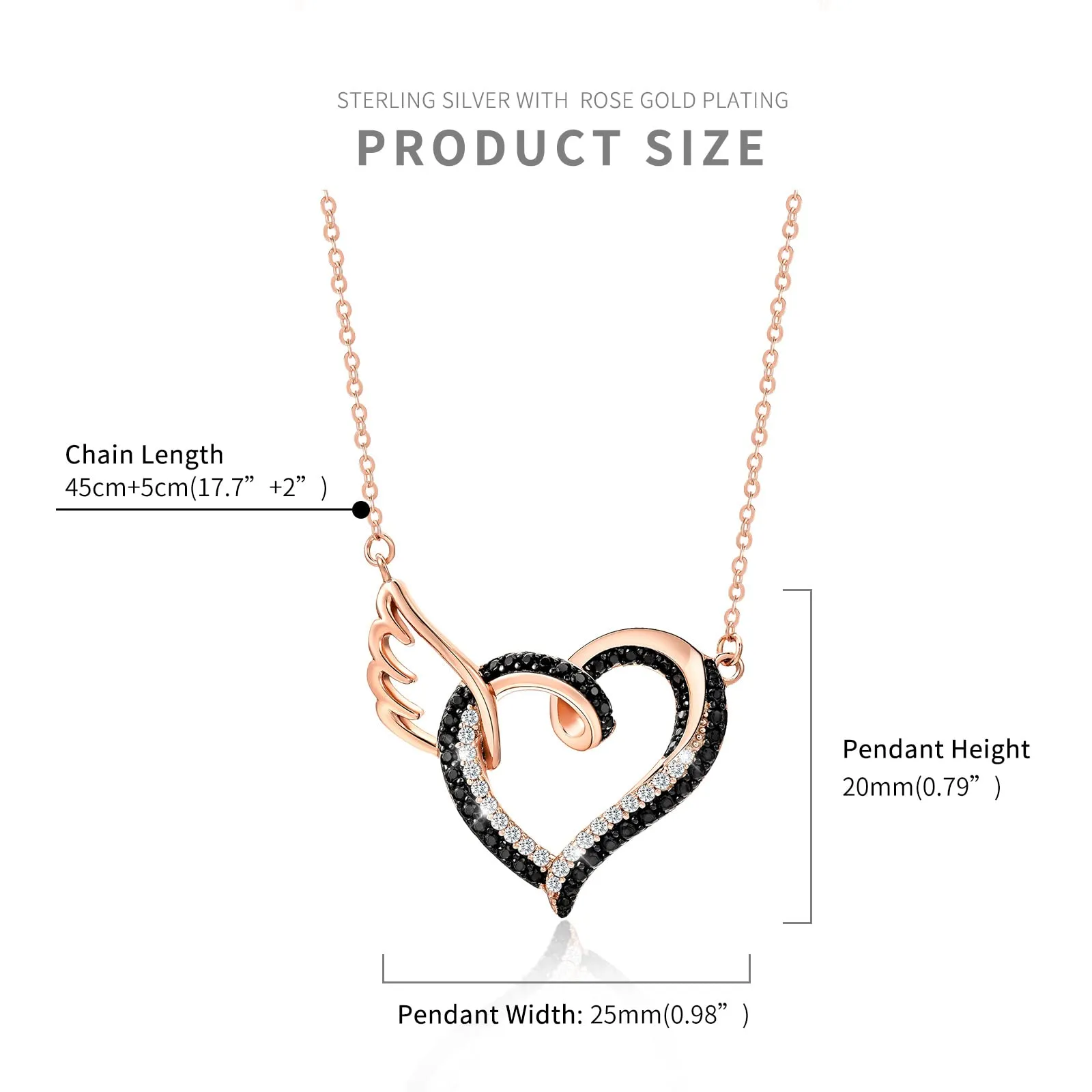 For Memorial - I'll Hold You in My Heart Until I Can Hold You in Heaven Black Diamond Necklace